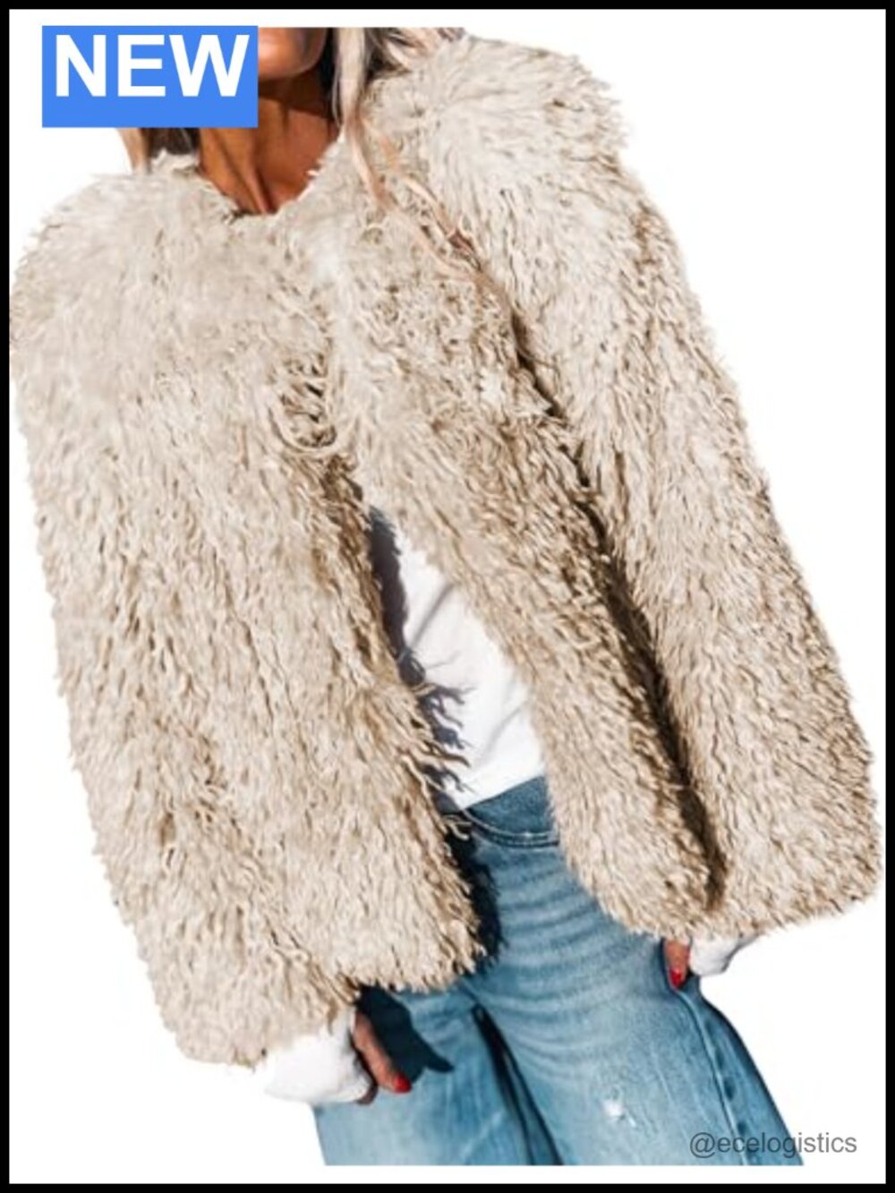 Women's Cropped Faux Fur Jacket Warm Fuzzy Fleece Winter Coat Outerwear